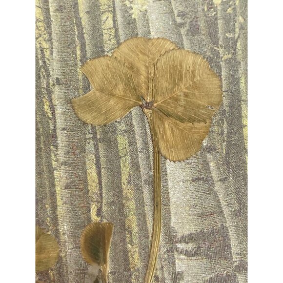 Vintage 1960s Brass Frame With Pressed Four-Leaf Clover Art - Picture 4 of 12